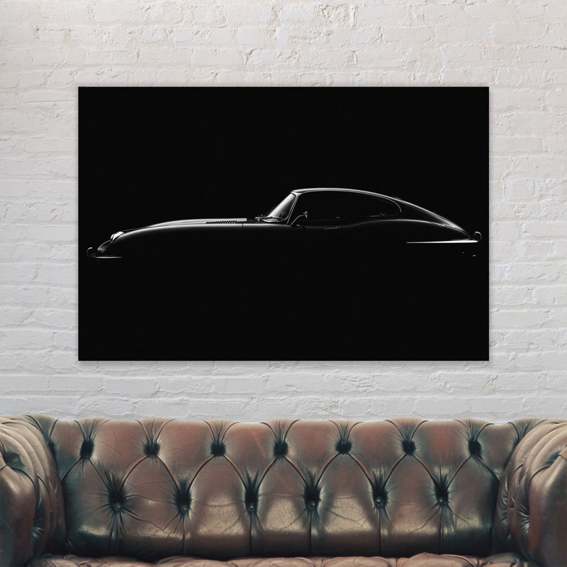 Jaguar E-Type Silhouette - Wrapped Canvas Print, 84cm H x 120cm W x 4cm D