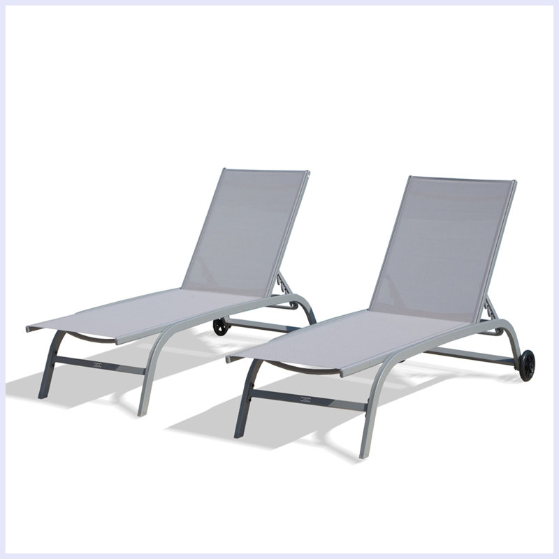 Chaise longue d'extérieur en métal Trelyn - ensemble de 2, Gris