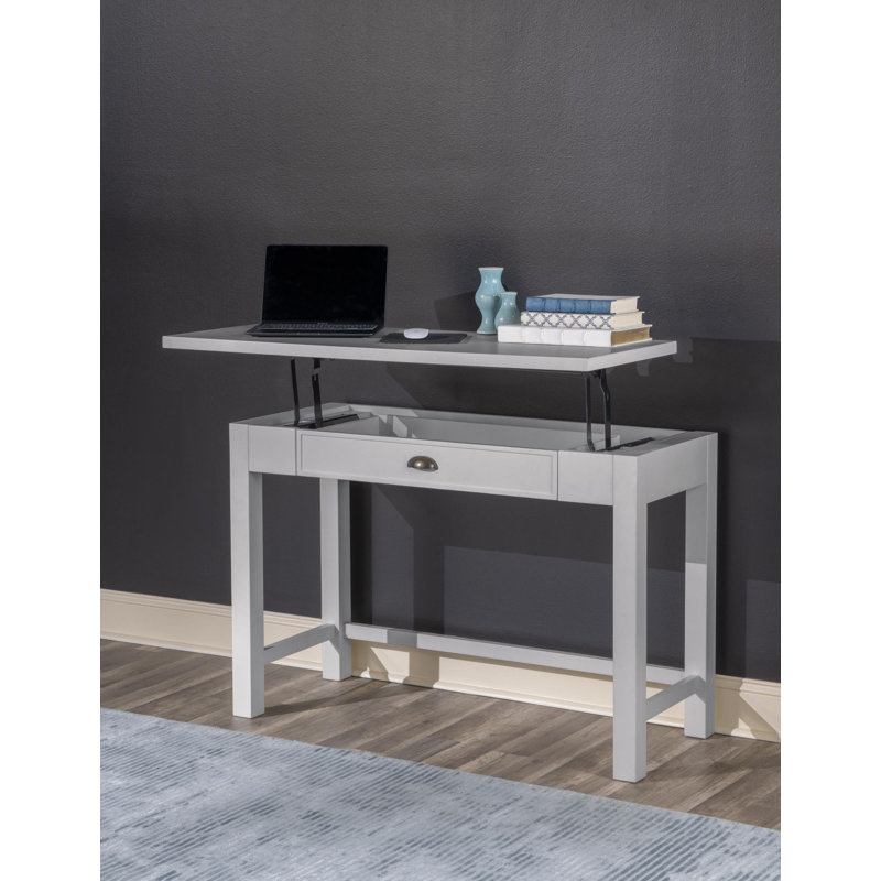 Fenn Square Lift-Top Writing Desk, 1 Drawer, Gray