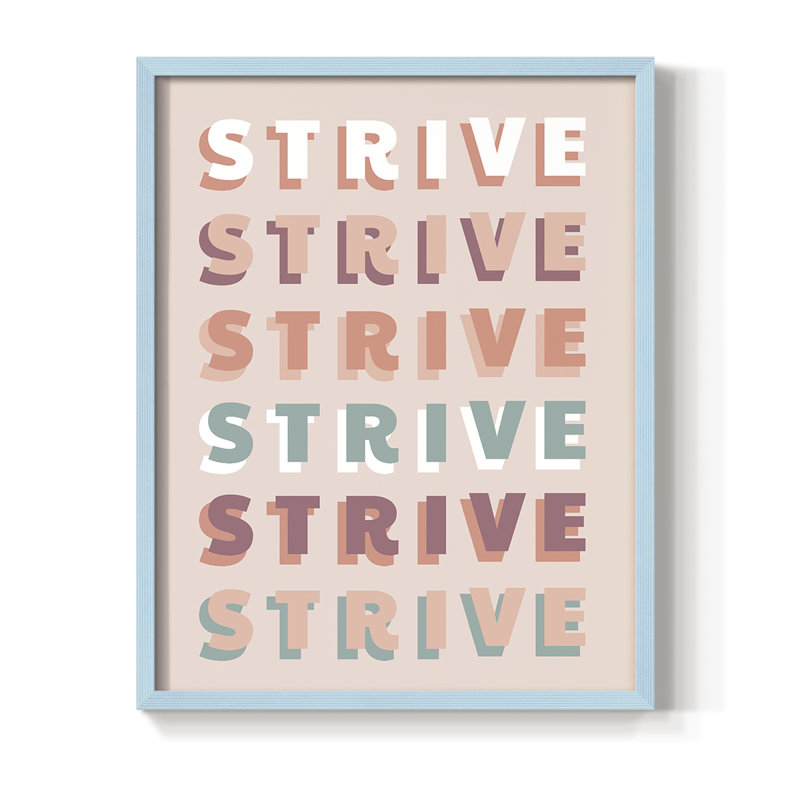 Strive Framed Print - Solid Wood, 10" H x 8" W, Blue