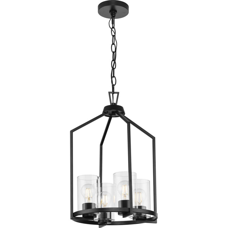 Luminaire suspendu géométrique à 4 lumières, Noir mat
