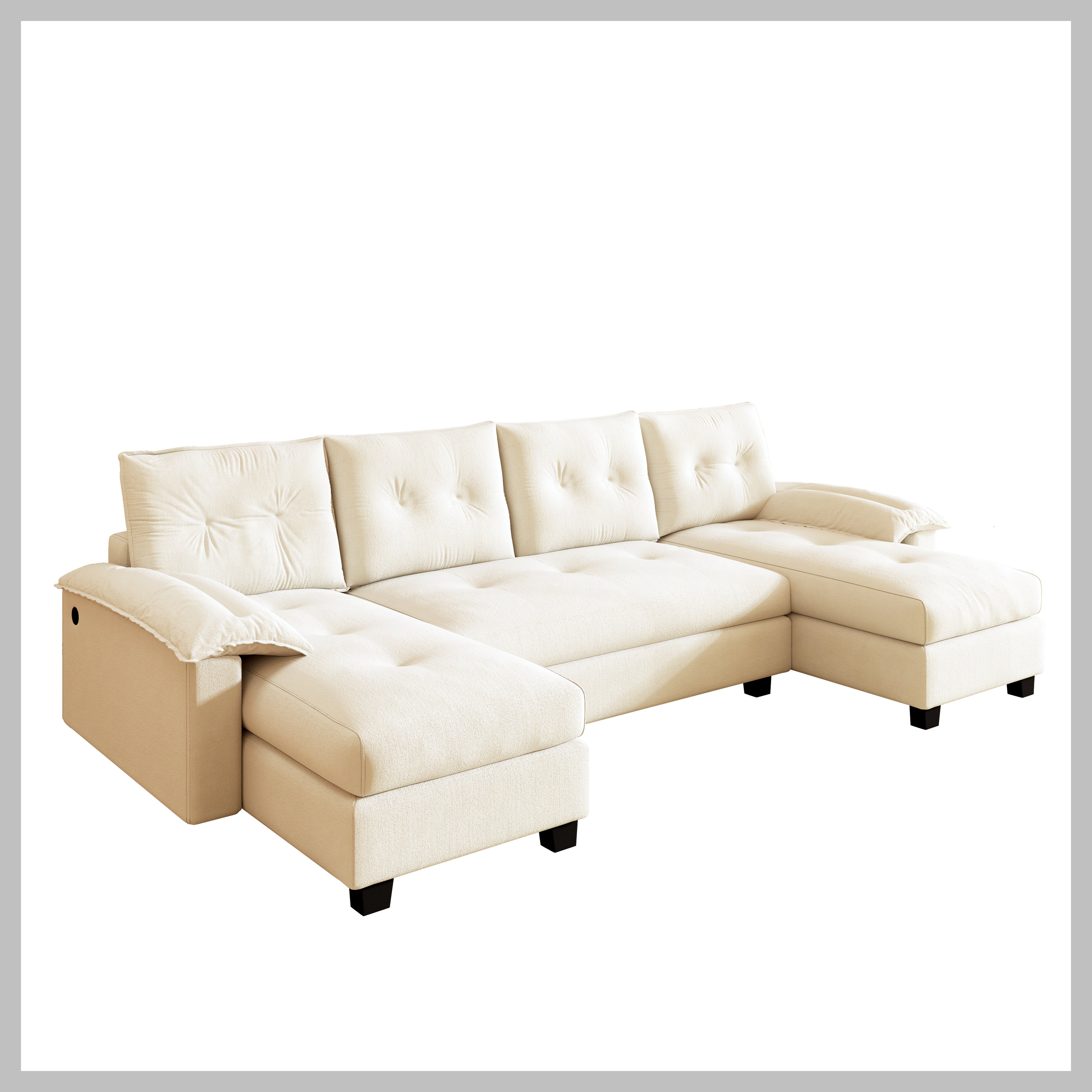 Ivy Bronx 104.7 Inch U-Shaped Sleeper Sofa with Pull Out Bed, 2 in 1 ...