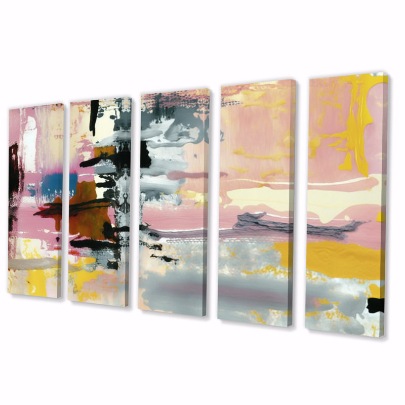 Contemporary Contemporary Abstract Expressionism - Décoration murale abstraite - 5 panneaux égaux