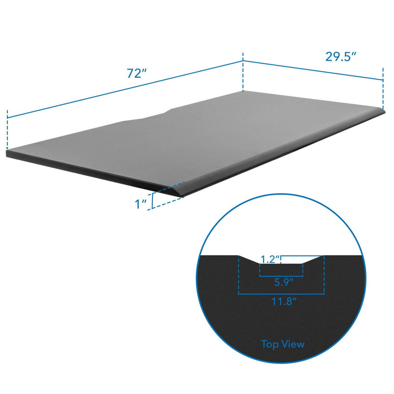 Tabletop For Sit-Stand Desk, 1" H x 72" W x 29.50" D, Black