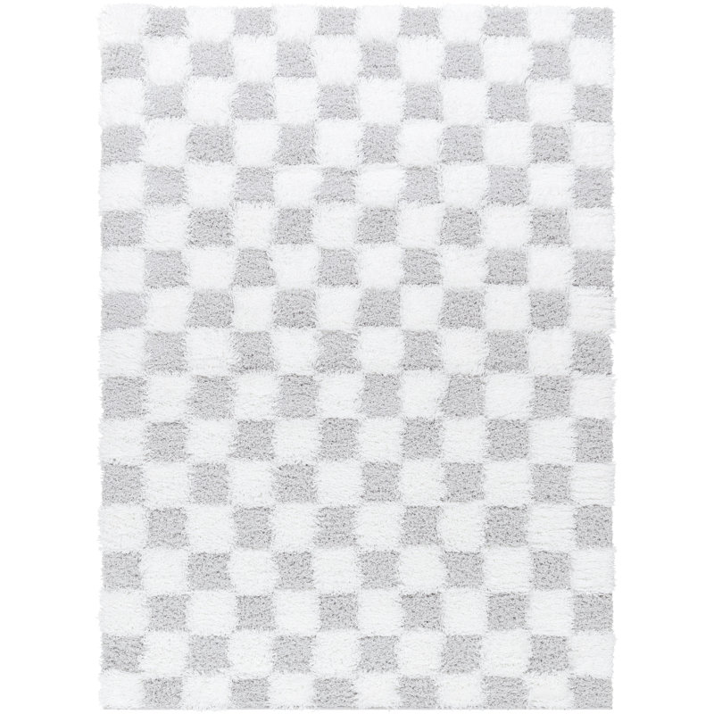 Tapis en polypropylène tissé à la machine Gorney gris clair / crème, Rectangle 6 pi 7 po x 9 pi 6 po