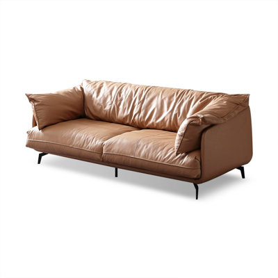 Orange Genuine Leather Standard Sofa cushion Loveseat