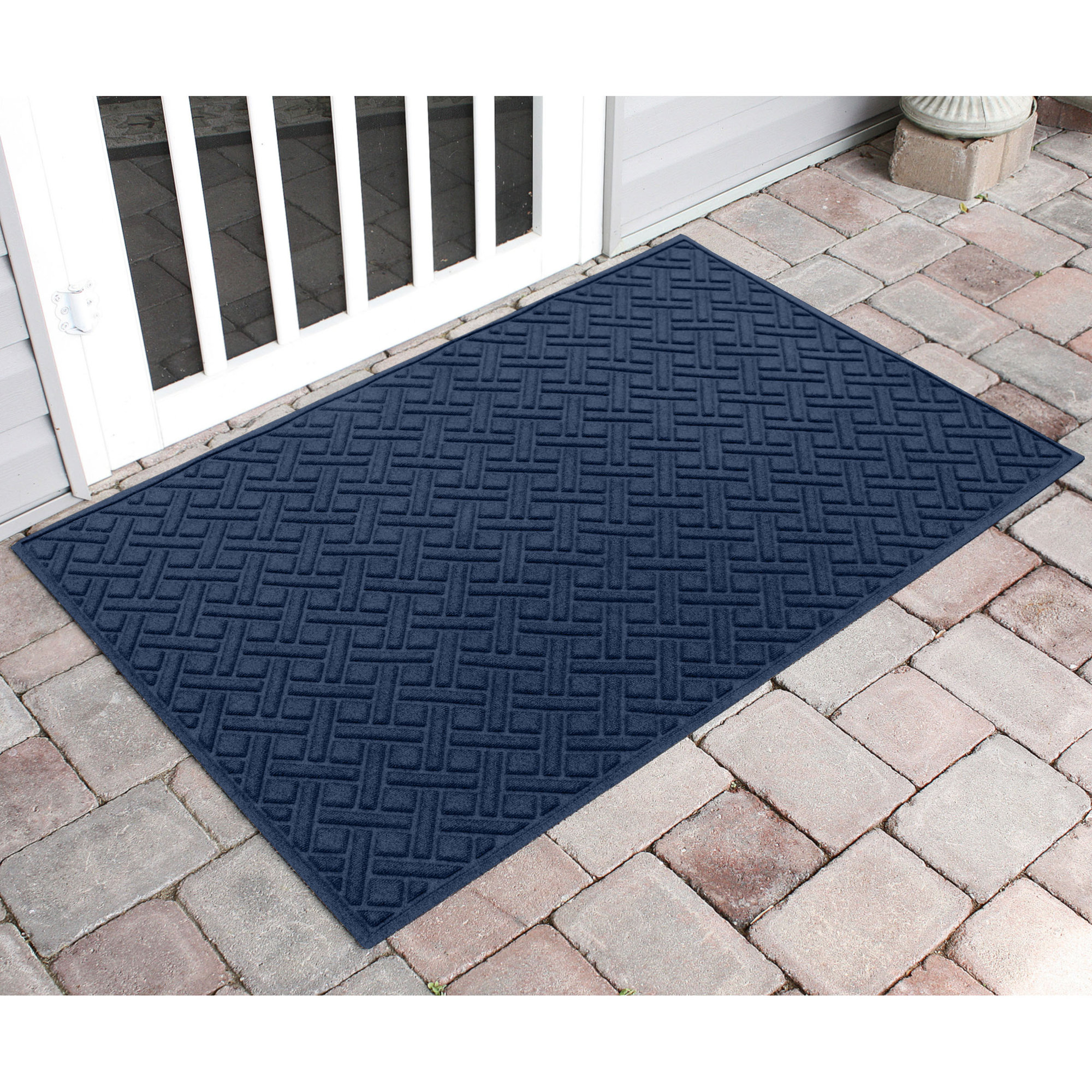 Waterhog Lattice Indoor Outdoor Door Mat, Navy, 0.375" H x 72" W x 48" D