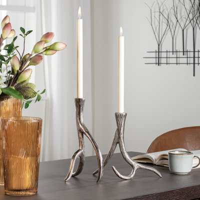Antler Aluminum Taper Candle Holders (Set of 2)