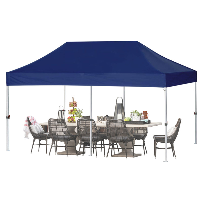 Amaziyah 96'' W x 96'' D Steel Pop-Up Canopy, Navy, 10ft x 20ft