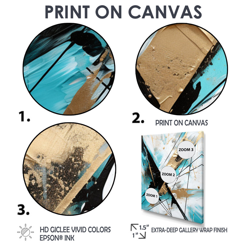 Dimensions diagonales or noir - art abstrait mural, Cadre flottant noir, H 32 po x l 24 po