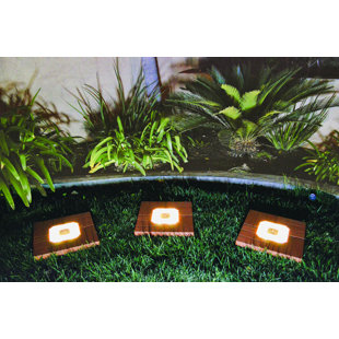 Wood Low Voltage Solar Powered Integrated LED Step Light Pack (Set of 3)