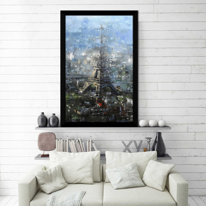 Bleu Paris par - Peinture, Cadre noir, H 39,5 po x l 27,5 po x P 0,75 po