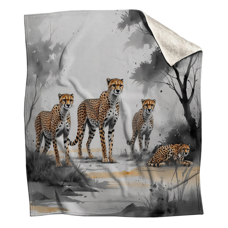 Couvertures Cheetah Family Illustration, L 60 po x H 80 po