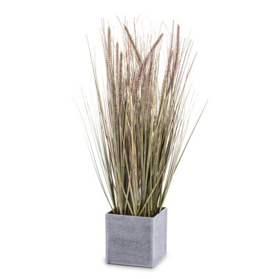 59cm Faux Evergreen Grass in Stone Pot