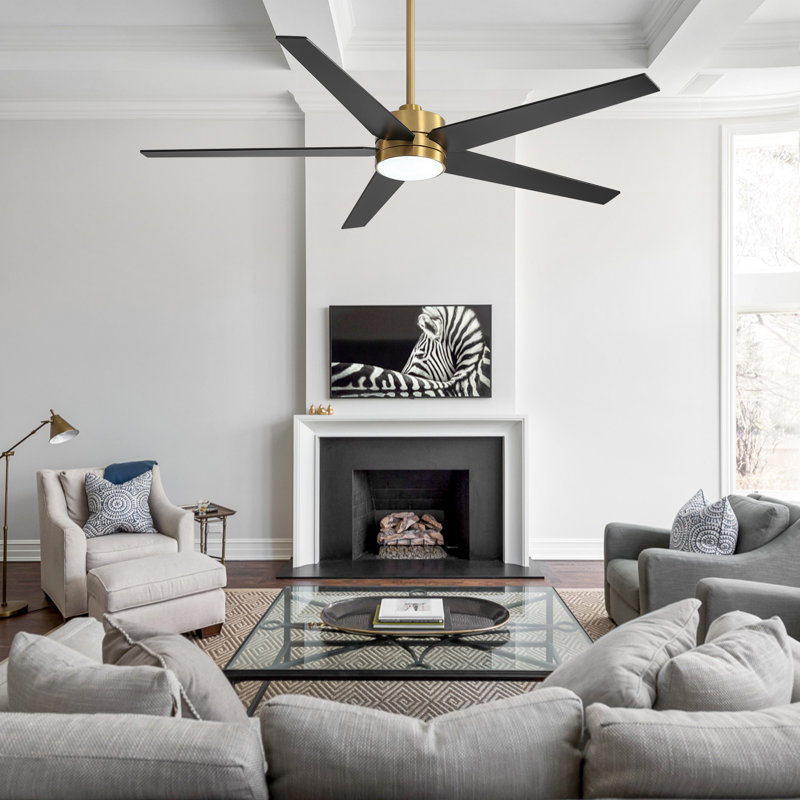 Elraine 65" Large Modern Ceiling Fan with Light Kit and Remote Control, 3 LED Colours, 6 Speed Noiseless DC Motor, 5 Plywood Blades, for Indoor/Covered Outdoor Use