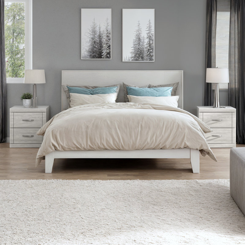 Avigail 20.31" 2 Drawer Nightstand, Gray, Individual