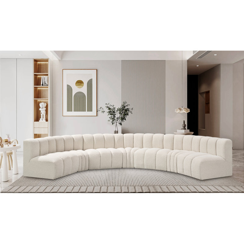 Canapé et chaise rembourrés Hisa, Tissu crème bouclé