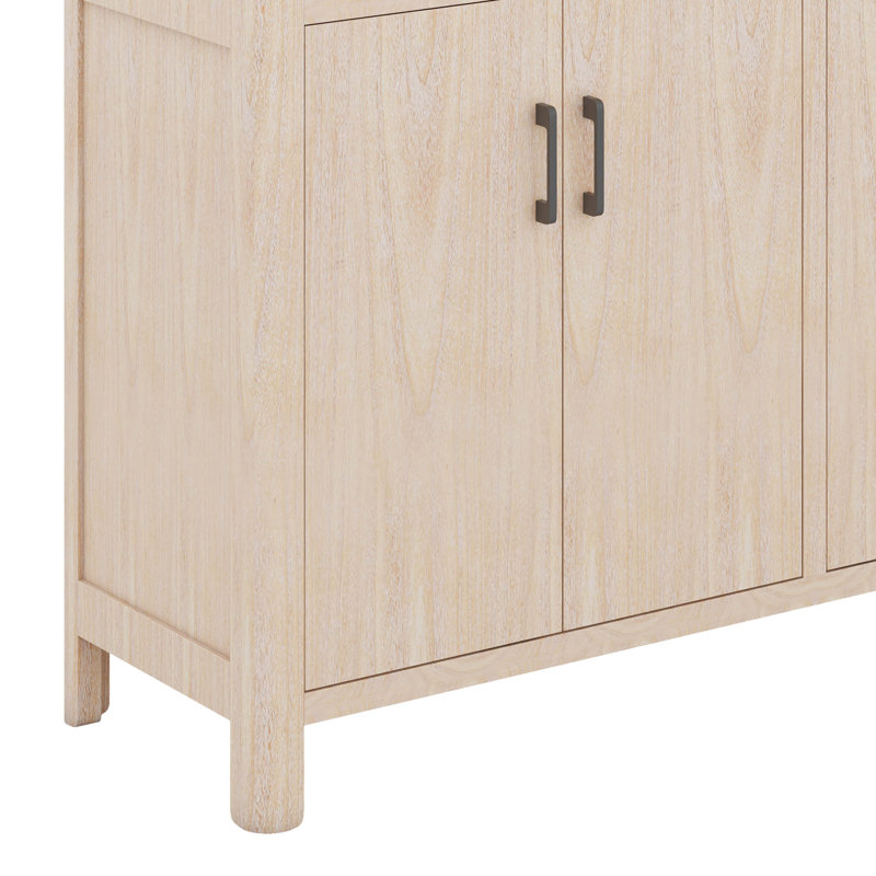 Farmhouse Style 4-Door Cabinet, Natural