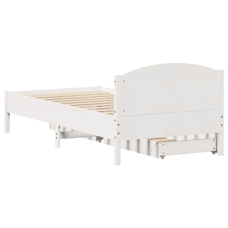 Hoch Solid Wood Drawers Bed Frame, Small Single (2'6), White