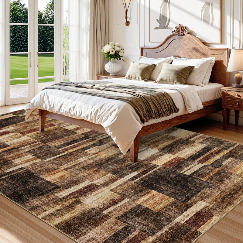 Geometric Area Rug Washable Non Slip Bedroom Rug Modern Rugs for Living Room Non Shedding Stain Resistant Carpet for Dining Room Office Classroom