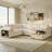 117" U-Shaped Sectional Sofa Bed Pull-Out Sleeper Couch With Storage Chaise & Bookcase-121243985