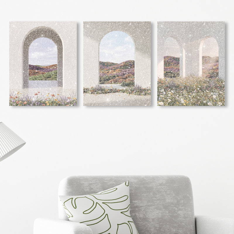 Paradise Arches Set Architecture Canvas Print by Oliver Gal, Black Frame, 16 x 20, 30"H x 36"W, Gallery Wrapped