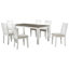 Retro Style 7-Piece Dining Table Set With Extendable Table And 6 Upholstered Chairs (Brown+White)