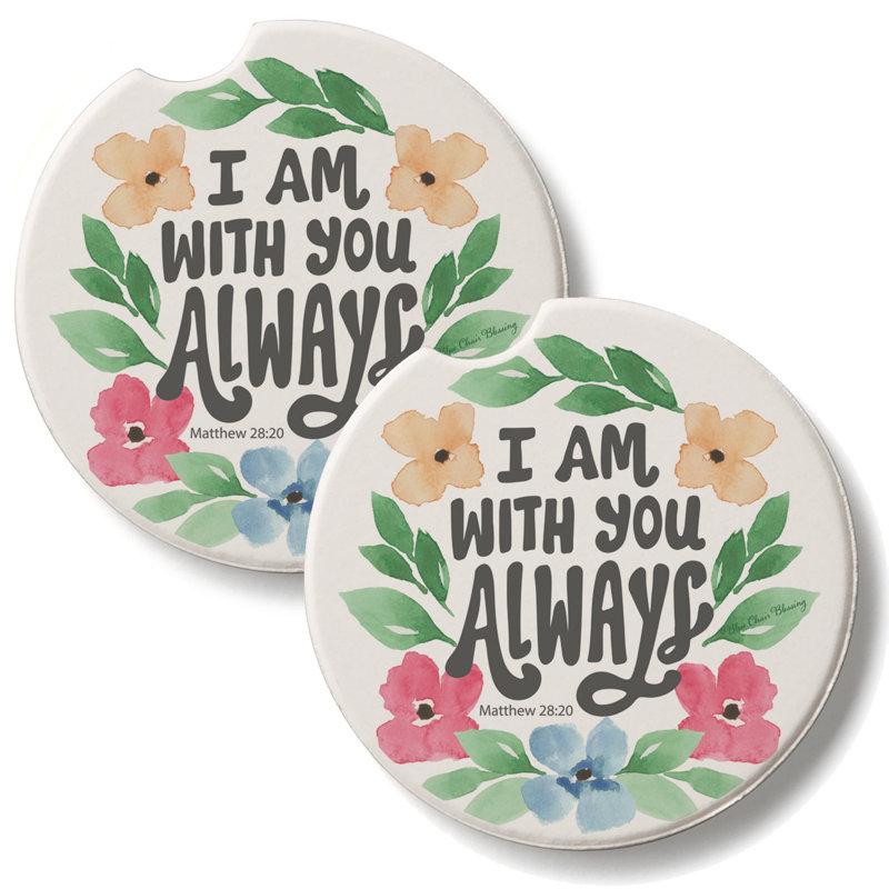 Ensemble de 2 sous-verres de voiture toujours en pierre Always With You