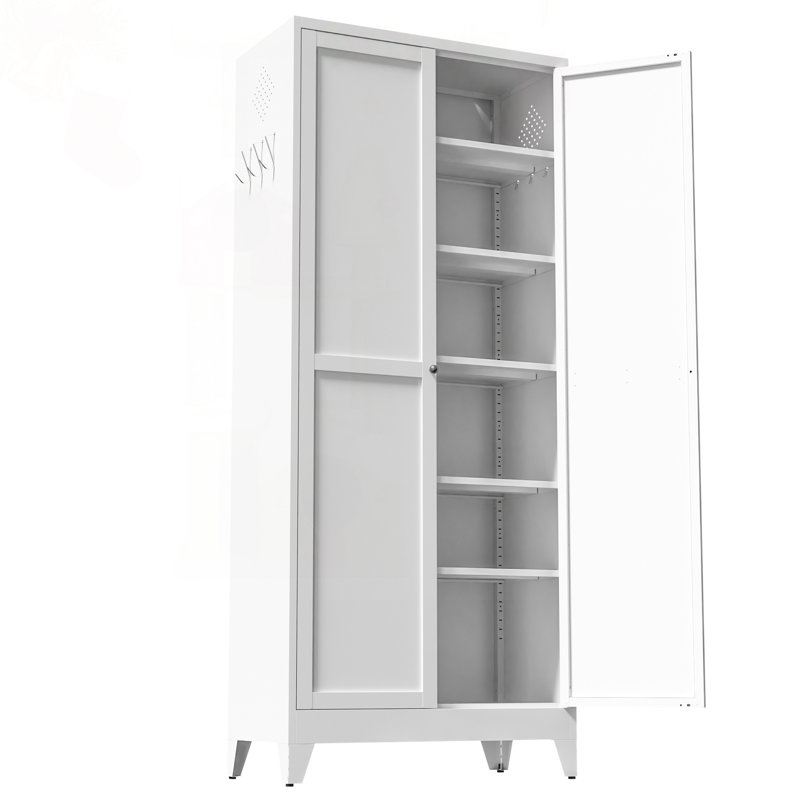 Garde-manger 75 po en métal avec tablettes de 180 lb, Blanc, Noir
