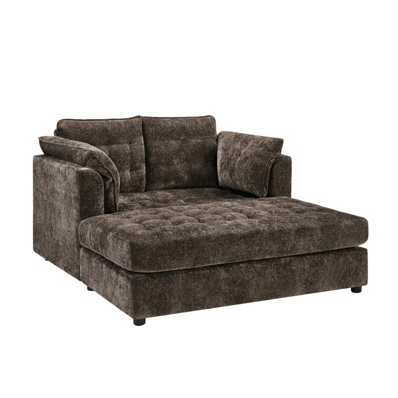 Chaise longue d'intérieur 67 po en chenille, Brun