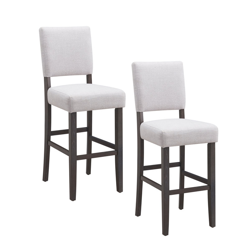 Upholstered Counter Stool with Solid Wood Frame, Gray Wash/Heather Gray, Bar Stool (30" Seat Height)