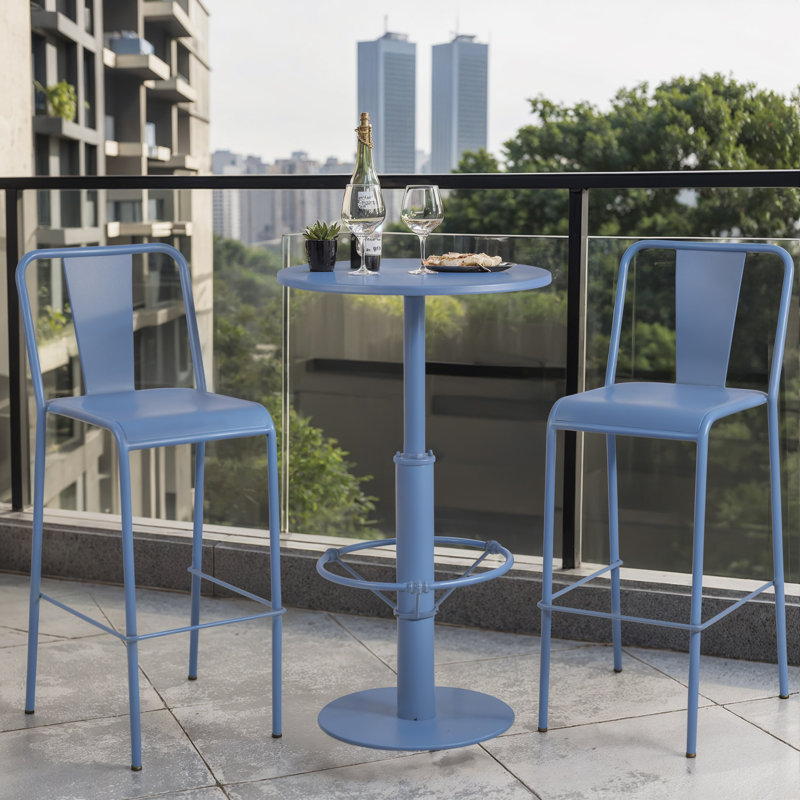 Table d'extérieur ronde 23,6 po Iftikhar, Bleu