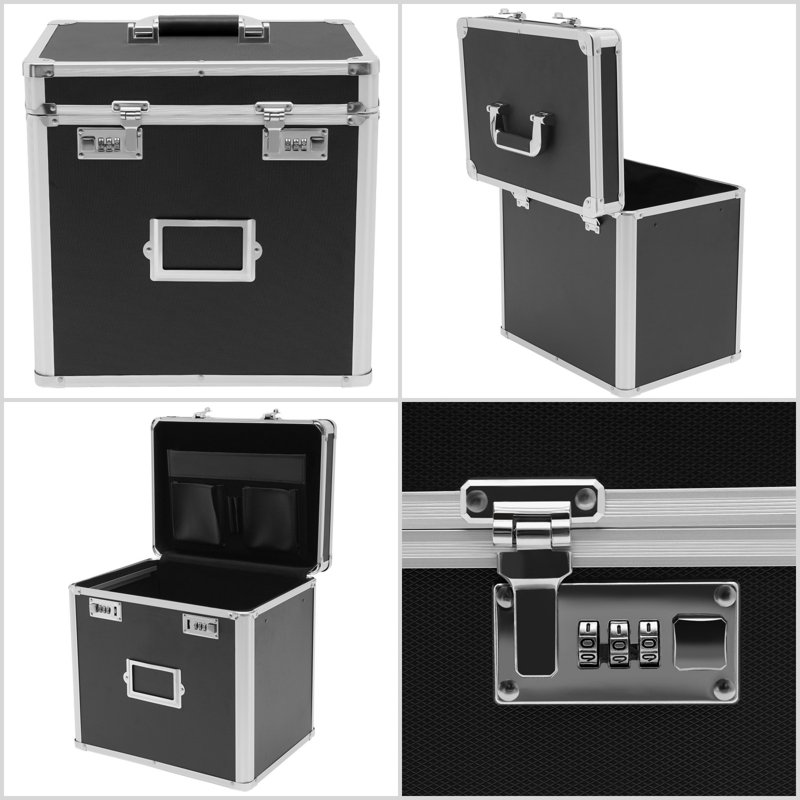 13.4" H X 13.8" W Lockable File Organizer Storage Box, Black