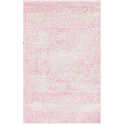 Tapis oriental rose / ivoire Fawe