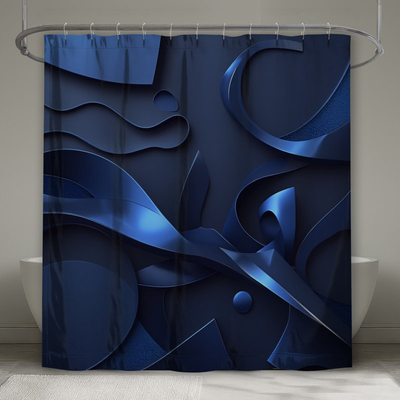 Rideaux de douche bleus à formes abstraites extra longs, 70in W x 84in H
