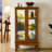 Cabinet Lighted Curio Diapaly Cabinet With Adjustable Shelves And Mirrored Back Panel, Tempered Glass Doors
