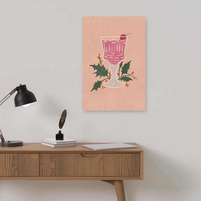 Art mural hivernal rose cerise rose cocktail