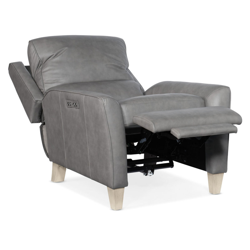 Dontay Power Recliner with Power Headrest, Gray Genuine Leather