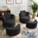 Chenille Upholstered Swivel Barrel Chair with Ottoman (Set of 2)