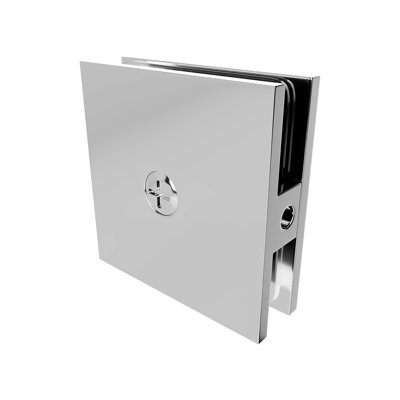 Shower Glass Clamp, Square Edge, U Clamp Hole In Glass Bright Chrome Finish