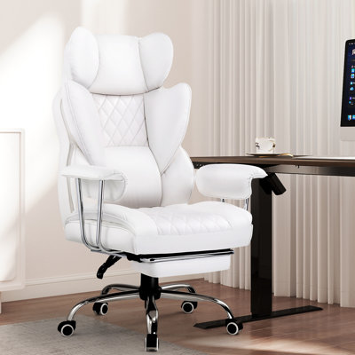 Grand et grand fauteuil de jeu avec support lombaire à ressorts ensachés, fauteuil de bureau ergonomique avec repose-pieds, fauteuil de bureau de direction avec accoudoirs souples fixes, fauteuil d'ordinateur à haut dossier