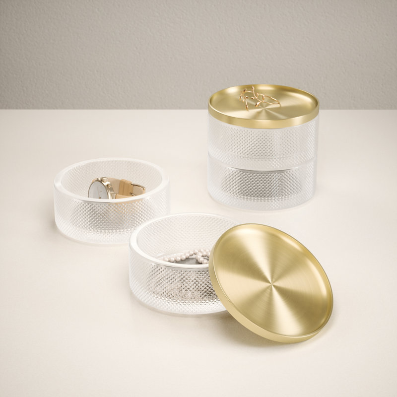 Tesora Brass and Glass Two-Tier Jewelry Box