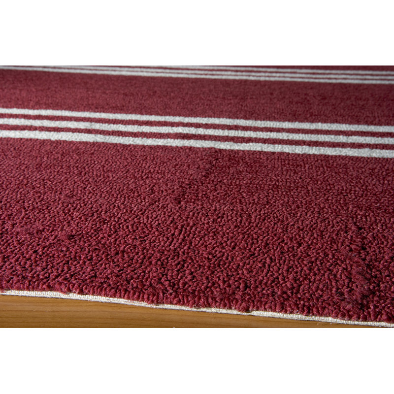 Tapis rouge à rayures Lon, Rectangle 2 pi x 3 pi
