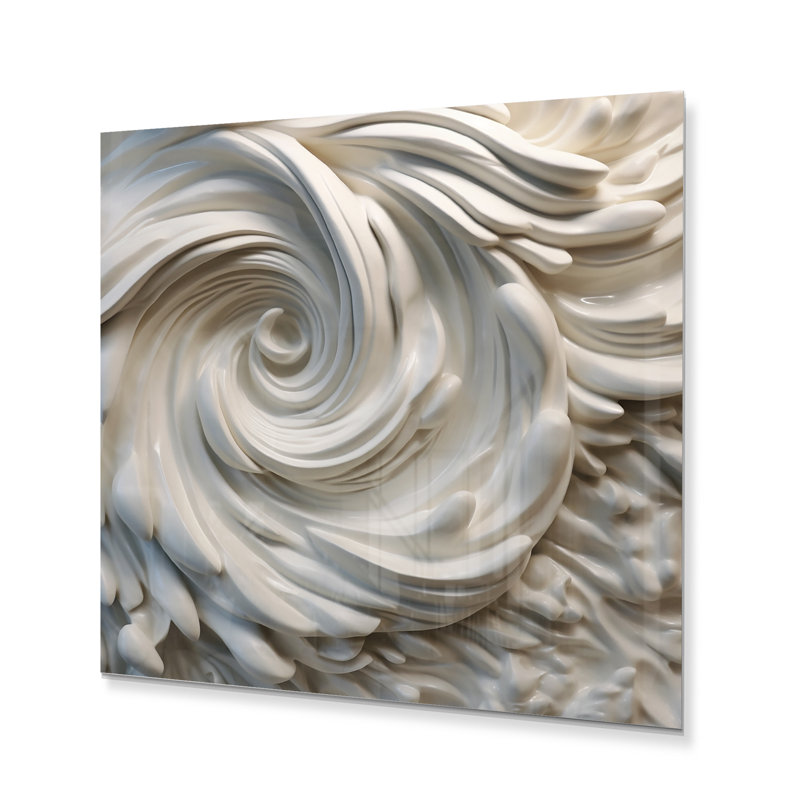Crème spirale nébuleuse I - abstrait, spirales abstraites, art mural en métal, forme d'art moderne unique