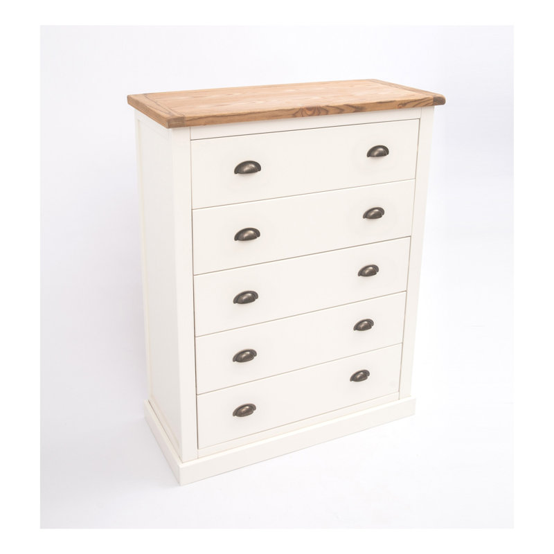 5 Drawer 90cm W Chest, Off White