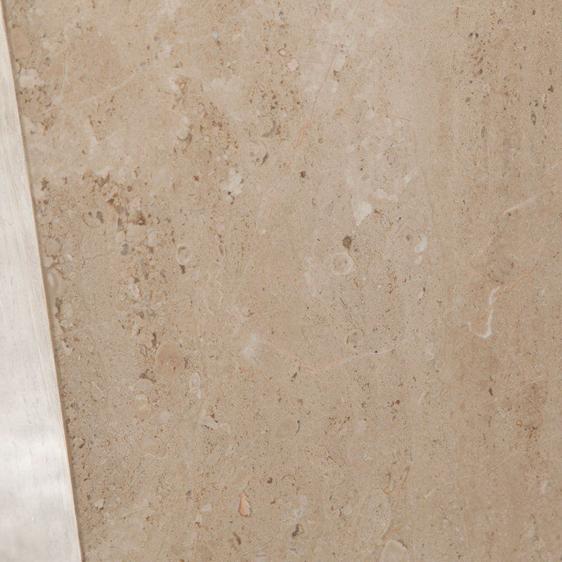 Beige Marble Square Pedestal End Table