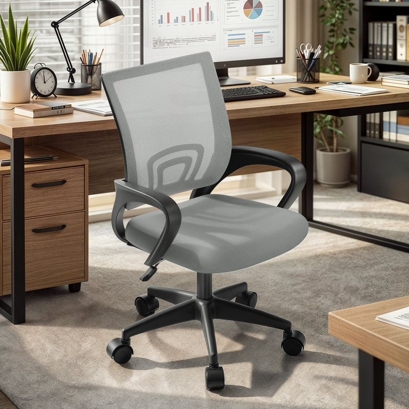 Chaise de bureau ergonomique, chaise de bureau en filet, chaise de travail roulante à hauteur réglable et support lombaire