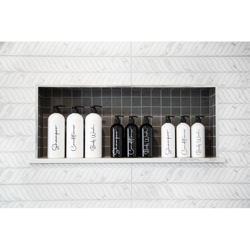 White BPA-Free 16oz Refillable Shampoo and Conditioner Bottles Set