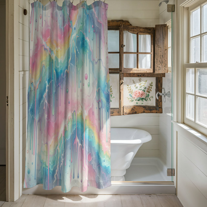 Rideau de douche standard 1 pièce Pastel, H 74 po x l 71 po