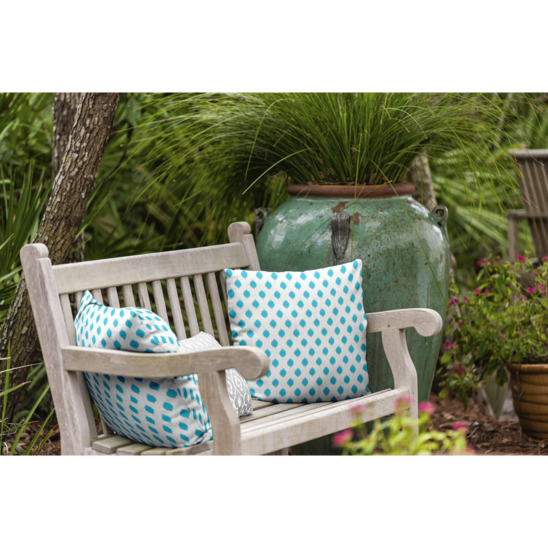 Geometric Print Outdoor Square Pillow Cover and Insert, Turquoise, 16"x16"